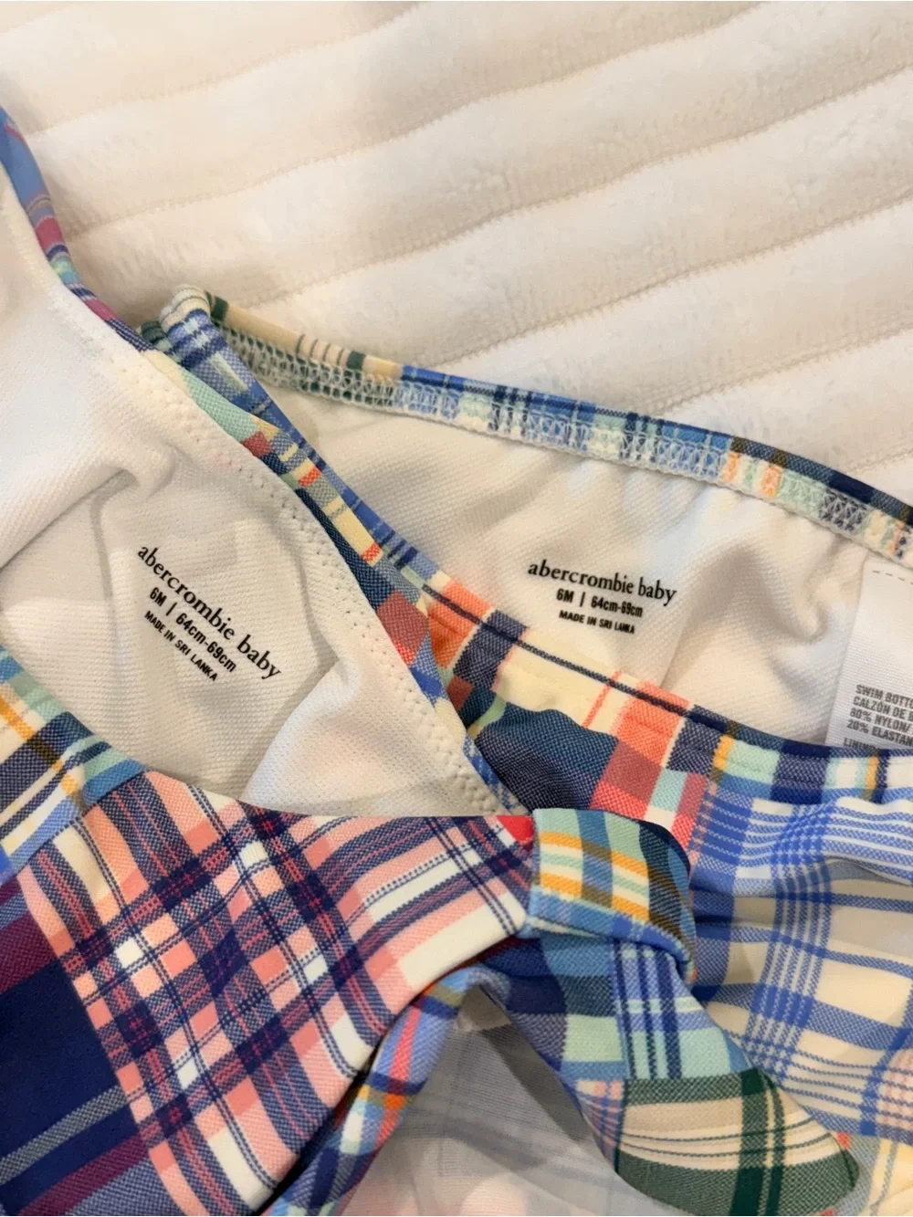 abercrombie kids Multi-Color Plaid Ruffle Two-Piece Swimsuit 6 months